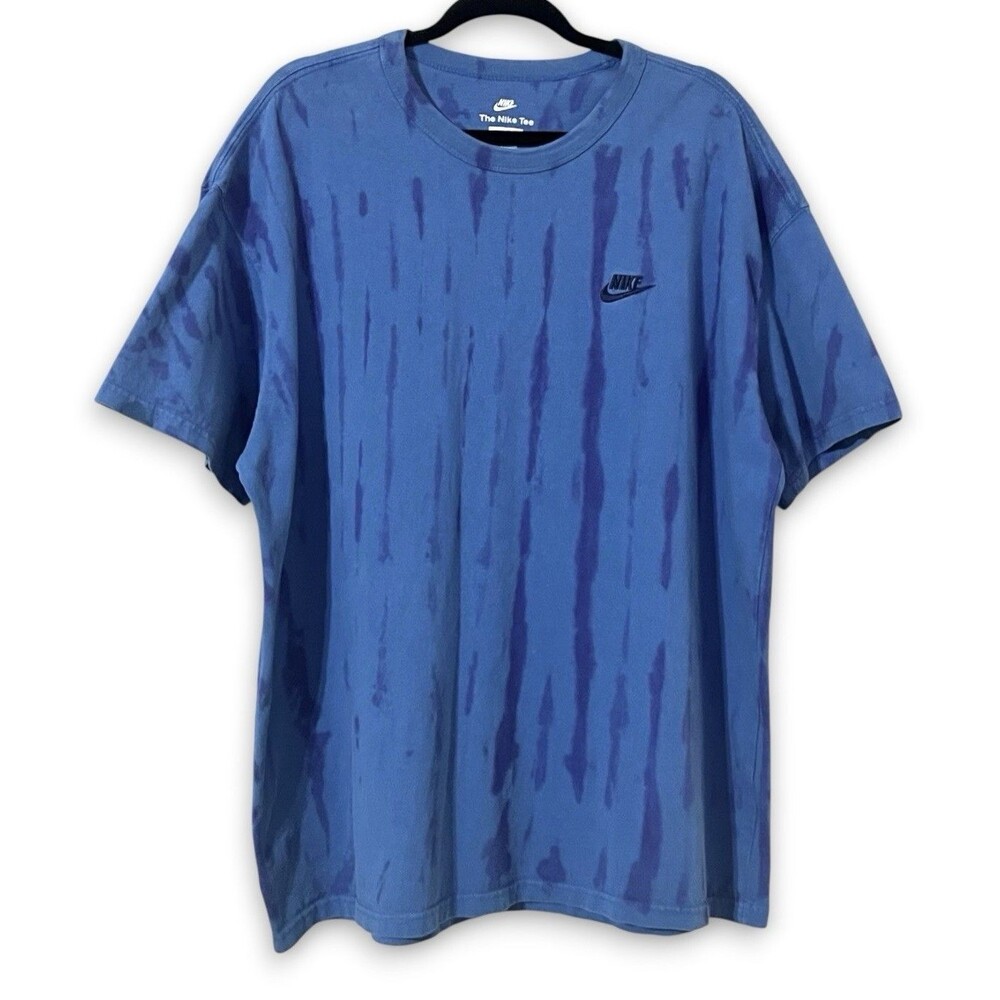 Nike Tee Loose Fit Heavy Cotton Blue Striped Tie Dye T-Shirt DR7926-407 Size XL